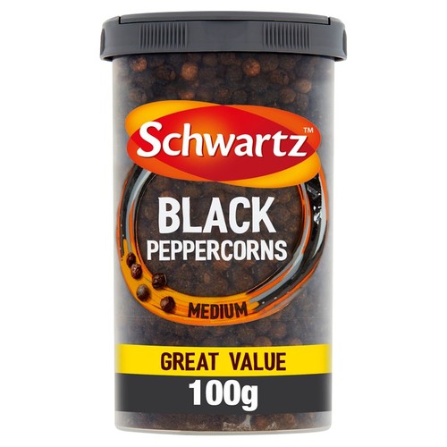Schwartz Black Peppercorns Drum 100g (Pack of 2)