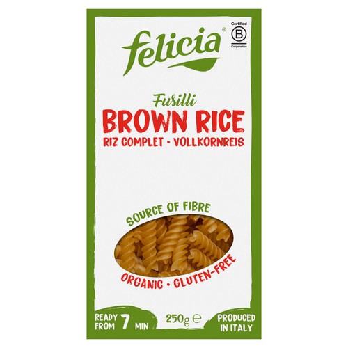 Felicia Gluten Free Pasta Organic Brown Rice Fusilli 250g (Pack of 3)