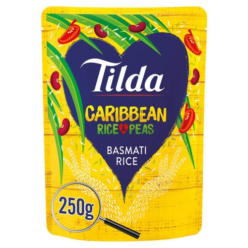 Tilda Microwave Caribbean Rice & Peas Basmati 250g (Pack of 2)