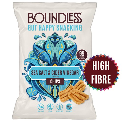 Boundless, Sea Salt and Cider Vinegar Chips, Sharing Bag 80g (Pack of 6)