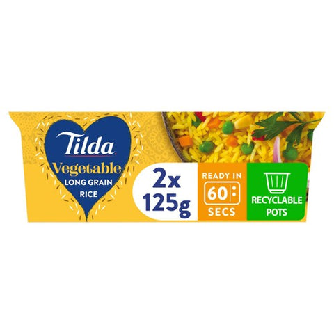 Tilda Pots Vegetable Long Grain Rice 250g (Pack of 3)
