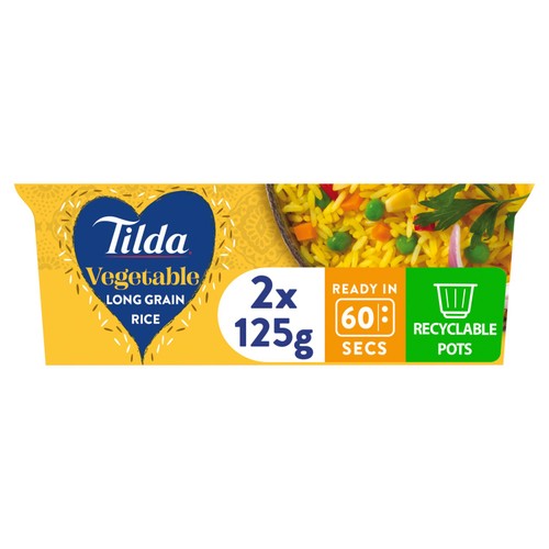 Tilda Pots Vegetable Long Grain Rice 250g (Pack of 3)