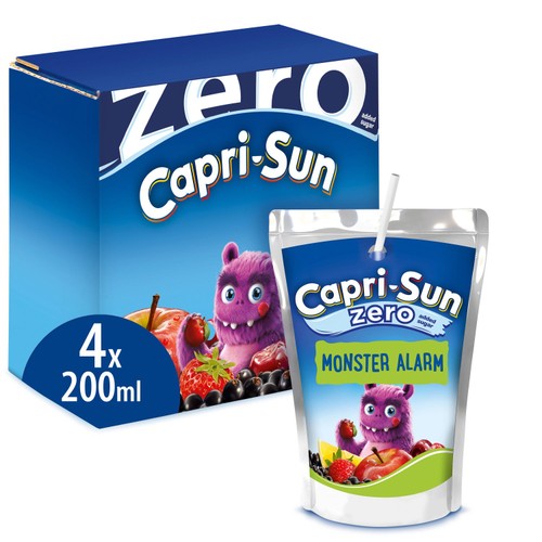 Capri Sun Monster Zero Kids Juice Drink 4 x 200ml (Pack of 2)