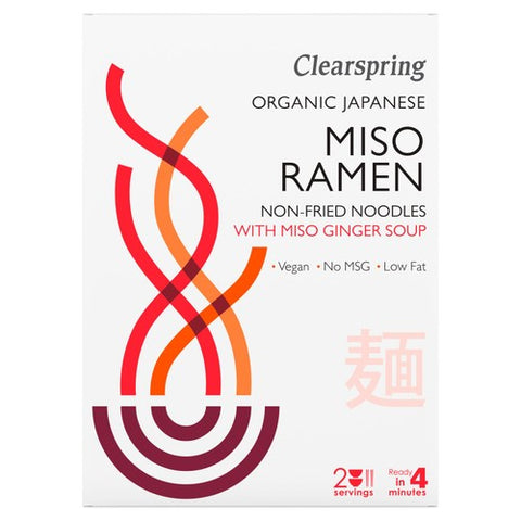 Clearspring Japanese Miso Ramen Noodles with Miso Ginger Soup 210g (Pack of 3)