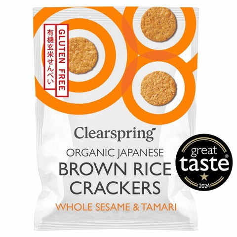 Clearspring Organic Whole Sesame Brown Rice Crackers 40g (Pack of 6)