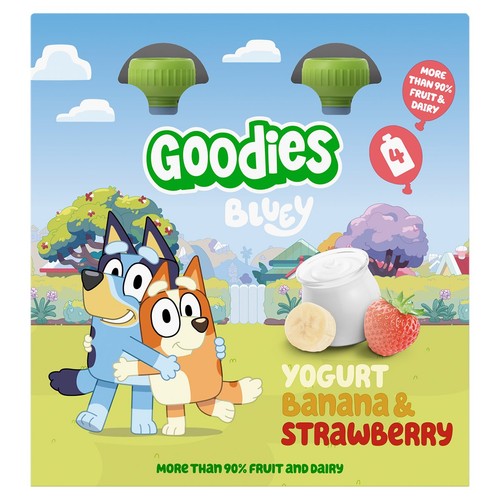 Goodies BLUEY Banana Strawberry Yoghurt Pouch Multipack 4 x 100g (Pack 2)