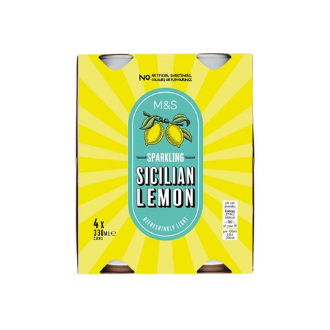M&S Sparkling Sicilian Lemon Drink 4 x 330ml (Pack of 2)