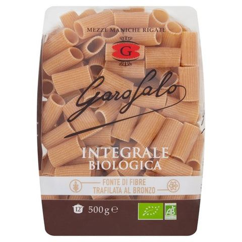Garofalo Organic Whole Wheat Mezze Maniche Rigate Pasta 500g (Pack of 3)
