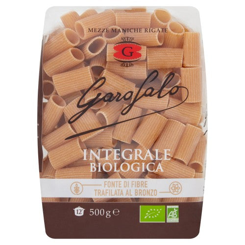 Garofalo Organic Whole Wheat Mezze Maniche Rigate Pasta 500g (Pack of 3)