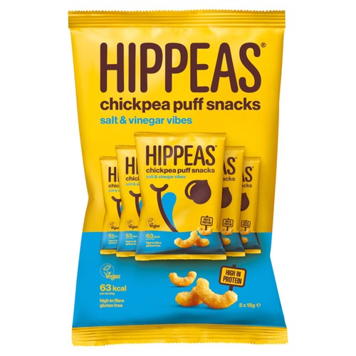 Hippeas Chickpea Puffs - Salt & Vinegar Multipack 5 x 15g (Pack of 6)