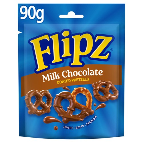 Flipz Milk Chocolate Coated Pretzel Snack Pouch 90g (Pack of 6)