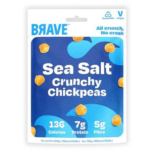 BRAVE Roasted Chickpeas Sea Salt 35g (Pack of 3)