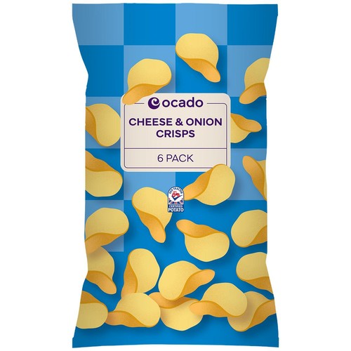 Ocado Cheese & Onion Crisps Multipack 6 x 25g (Pack of 3)