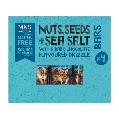M&S Nuts, Seeds & Sea Salt Bars 4 x 40g (Pack of 3)
