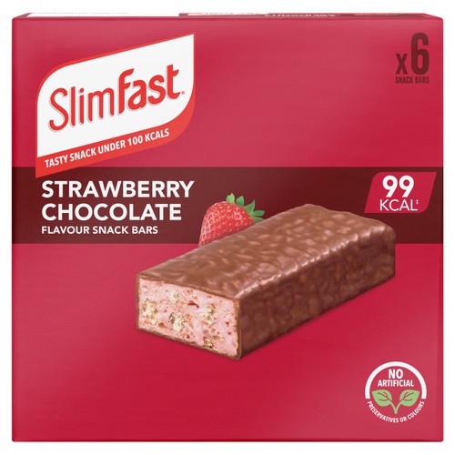 SlimFast Core Strawberry Choc Snack Bar 6 x 25g (Pack of 3)