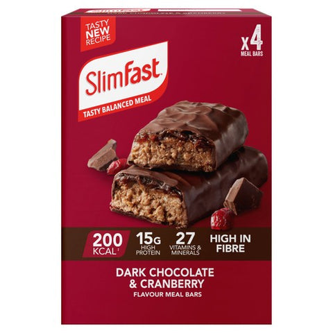 Slimfast Dark Chocolate Cranberry Meal Replacement Bars 4 x 60g (Pack of 3)