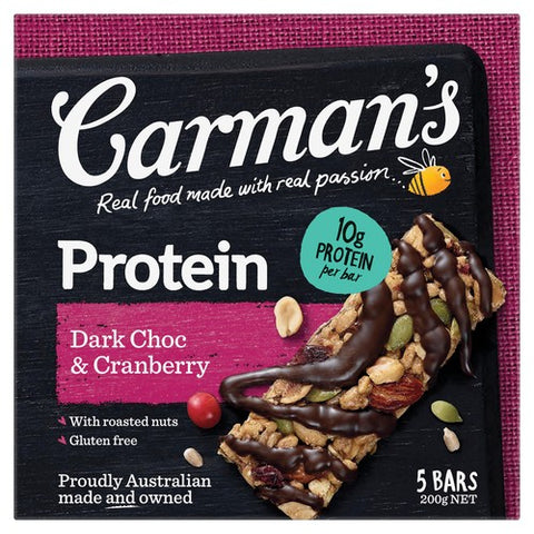 Carmans Kitchen Dark Choc Cranberry Protein Bar 5 x 40g (Pack of 3)
