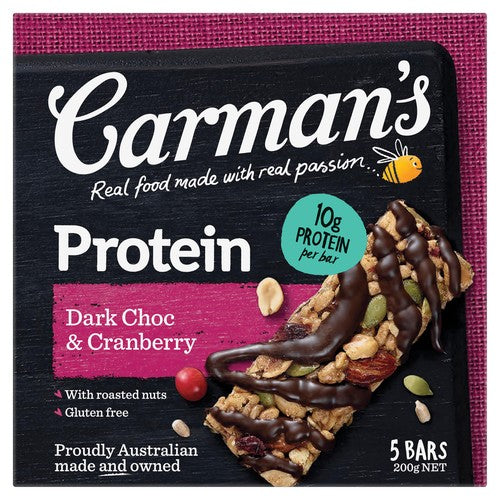 Carmans Kitchen Dark Choc Cranberry Protein Bar 5 x 40g (Pack of 3)