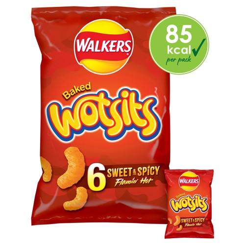 Walkers Wotsits Sweet & Spicy Multipack Snacks 6x16g (Pack of 6)