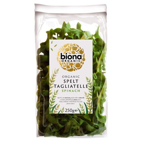 Biona Organic Rolled Spelt Spinach Artisan Tagliatelle 250g (Pack of 3)