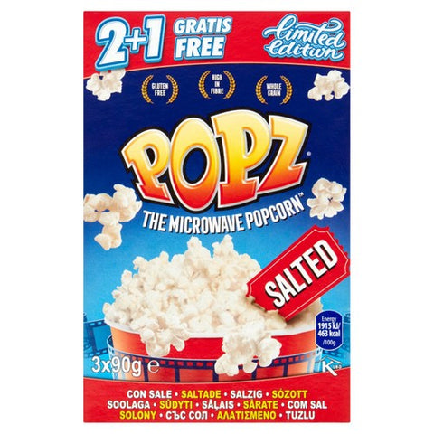 Popz Microwave Popcorn Salted 3 x 90g (Pack of 3)