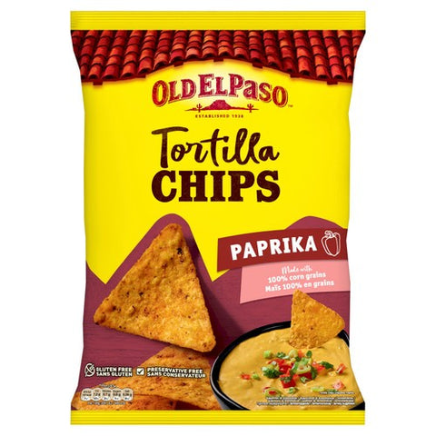 Old El Paso Paprika Flavour Tortilla Chips 185g (Pack of 3)