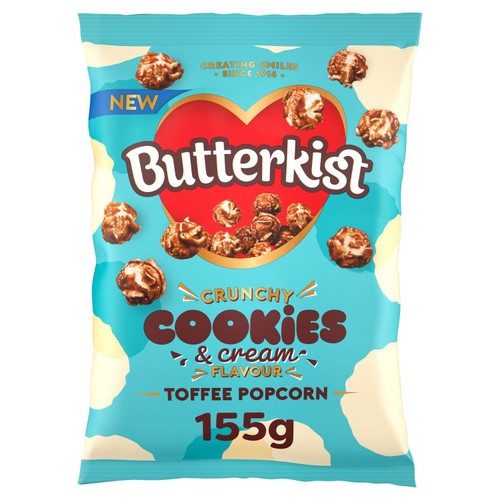 Butterkist Cookies & Cream Flavour Toffee Popcorn 155g (Pack of 3)