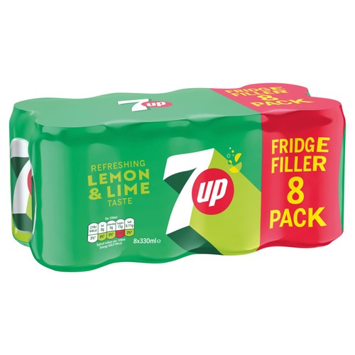 7Up Regular Lemon & Lime 8 x 330ml (Pack of 2)