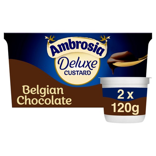 Ambrosia Deluxe Custard Belgian Chocolate Dessert Snack Pots 2 x 120g (Pack 2)