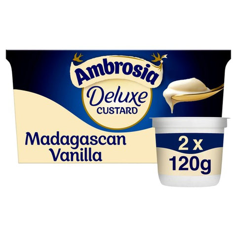Ambrosia Deluxe Custard Madagascan Vanilla Dessert Snack Pots 2 x 120g (Pack 2)