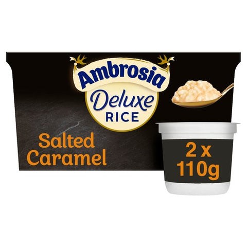 Ambrosia Deluxe Rice Pudding Salted Caramel Dessert Snack Pots 2 x 110g (Pack 2)