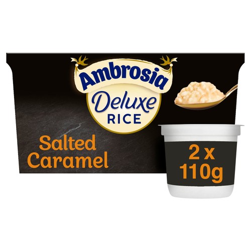 Ambrosia Deluxe Rice Pudding Salted Caramel Dessert Snack Pots 2 x 110g (Pack 2)