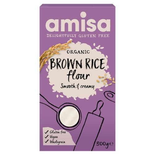Amisa Organic Gluten Free Brown Rice Flour 500g (Pack of 2)