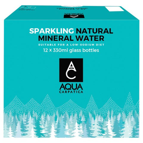 AQUA Carpatica Natural Sparkling Mineral Water Glass 12 x 330ml (Pack of 2)