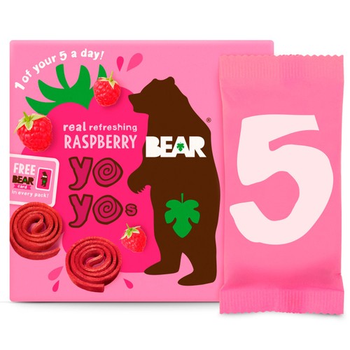 BEAR Fruit Yoyos Raspberry Multipack 5 x 20g (Pack of 6)