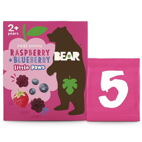 BEAR Paws Fruit Shapes Raspberry Blueberry 2+ years Multipack 5 x 20g (Pack 3)