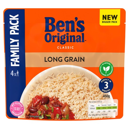 Ben's Original Long Grain Microwave Rice Family Pack 450g (Pack of 2)