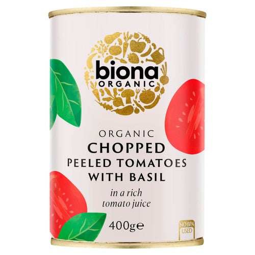 Biona Organic Chopped Tomatoes with Fresh Basil 400g (Pack of 3)
