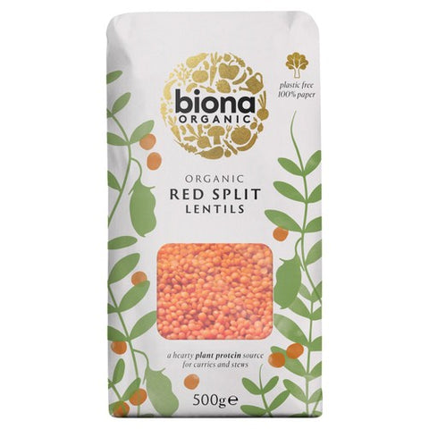 Biona Organic Red Lentils 500g (Pack of 2)