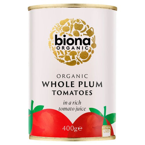 Biona Organic Whole Plum Peeled Tomatoes 400g (Pack of 3)