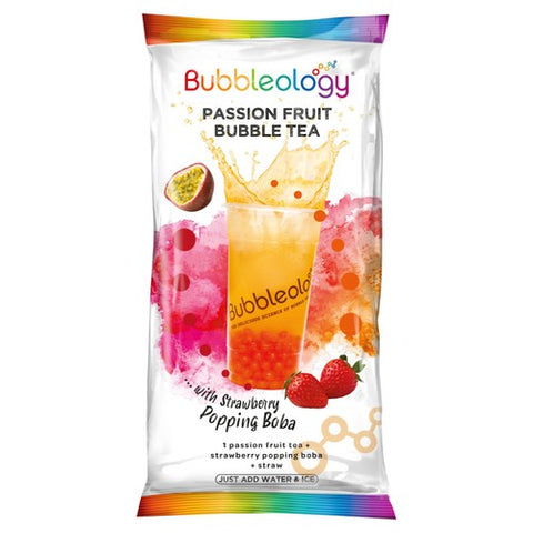 Bubbleology Passion Fruit Bubble Tea with Strawberry Popping Boba 135g (Pack 6)