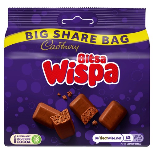Cadbury Bitsa Wispa Chocolate Big Share Bag 175g (Pack of 3)