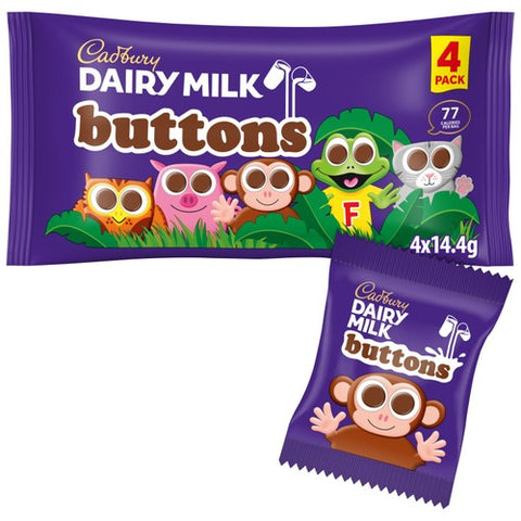 Cadbury Dairy Milk Chocolate Buttons Treatsize Bags 4 x 14g (Pack of 3)