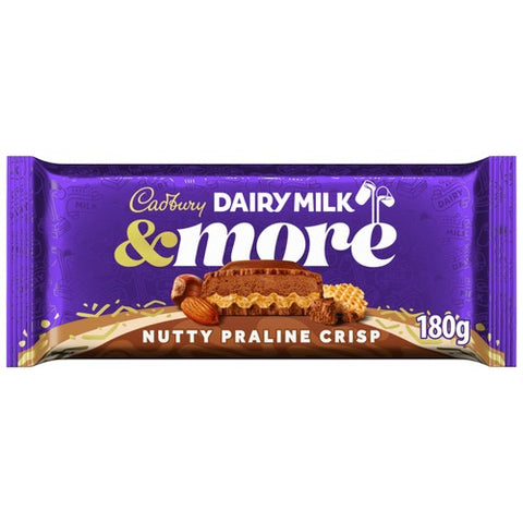 Cadbury Dairy Milk & More Nutty Praline Crisp 180g (Pack of 3)