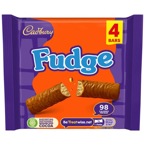 Cadbury Fudge Chocolate Bar Multipack 4 x 22g (Pack of 3)