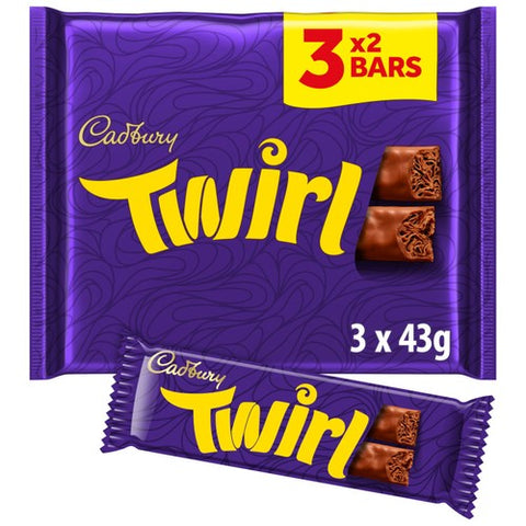 Cadbury Twirl Chocolate Bar Multipack 3 x 43g (Pack of 3)