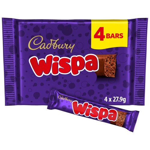 Cadbury Wispa Chocolate Bar Multipack 4 x 27.9g (Pack of 3)