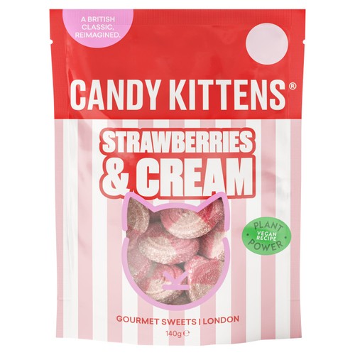 Candy Kittens Strawberries & Cream 140g (Pack of 6)