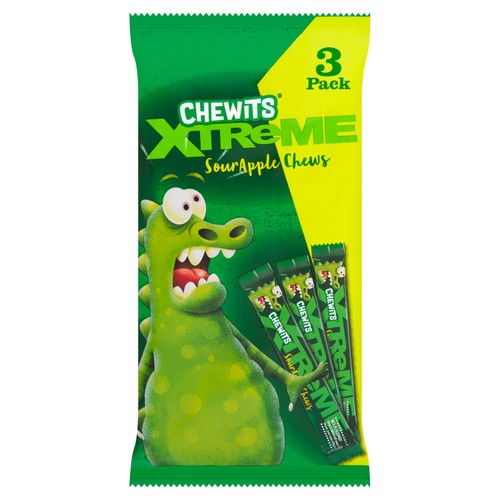 Chewits Xtreme Sour Apple 3pk 102g (Pack of 6)