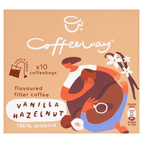 Coffeeway Vanilla Hazelnut Single Serve Flavoured Coffee Bags 10's (Pack of 2)